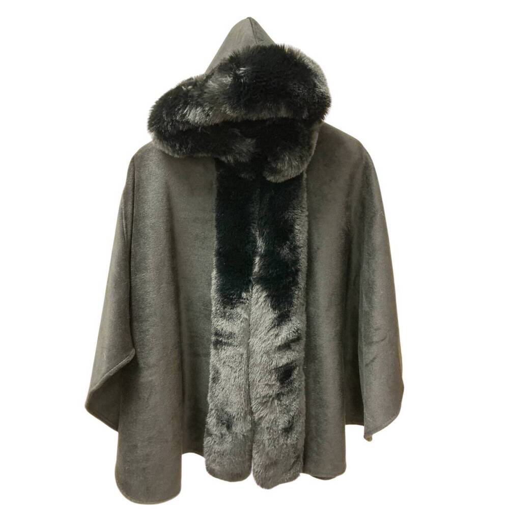 NEW GIFTCRAFT women's fur line cape in black